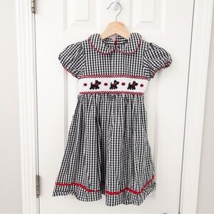 Moschino Black and White Gingham Dress with Red Details